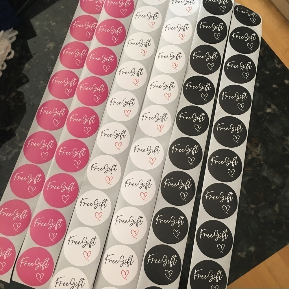 60 Count - Variety Starter Pack “Free Gift” Stickers, Pink, White, Black, 1.5 in - Picture 3 of 10